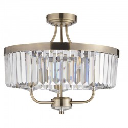Mephisto - Antique Brass 3 Light Ceiling Lamp with Clear Crystal Mephisto - Antique Brass 3 Light Ceiling Lamp with Clear Crystal