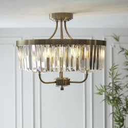 Mephisto - Antique Brass 3 Light Ceiling Lamp with Clear Crystal Mephisto - Antique Brass 3 Light Ceiling Lamp with Clear Crystal